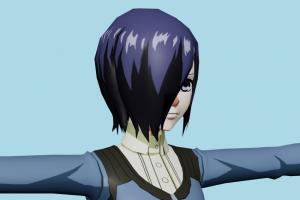 Touka Kirishima Tokyo-Ghoul, girl, female, woman, people, human, xna, characters, rigged